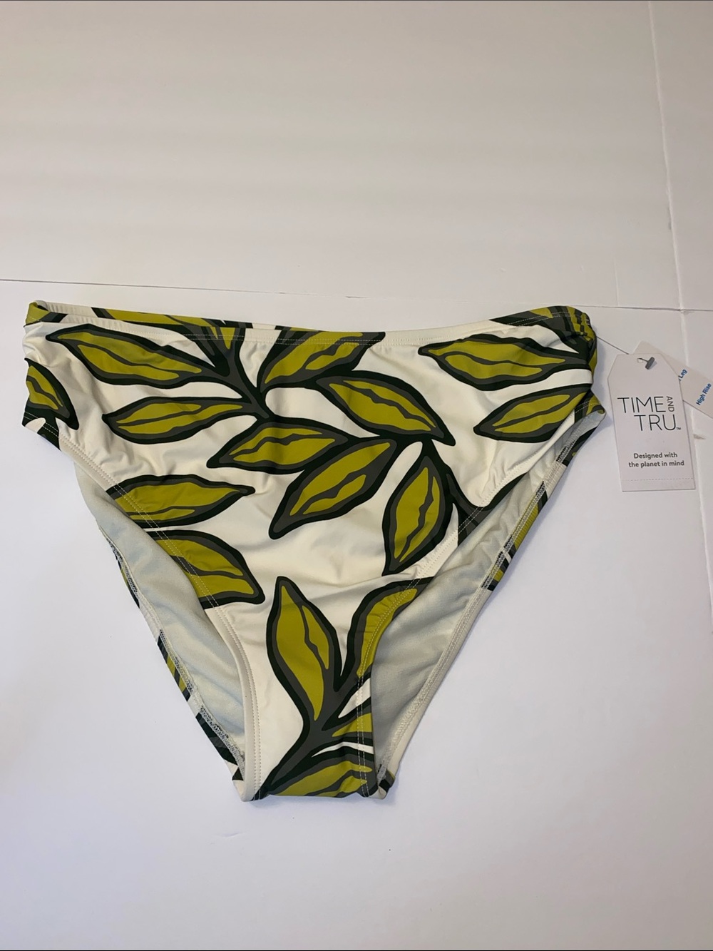 Time and Tru Leaf Print Bikini Bottom LARGE